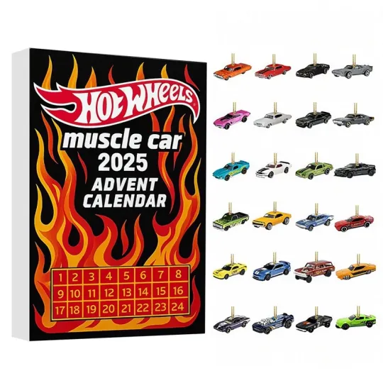 Hot Wheels Muscle Car 24 Days Advent Calendar Acrylic 2D Ornament Christmas