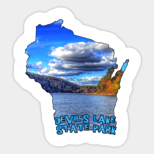 Wisconsin State Outline (Devil's Lake State Park) - Devils Lake State Park - Sticker