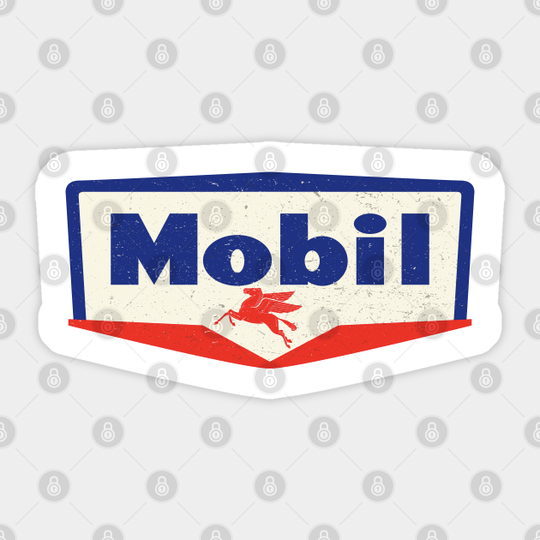 Mobil oil Vintage sign - logo 1950 - Gas And Oil - Sticker
