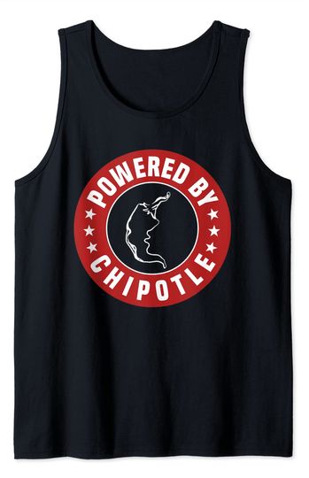 Funny Powered By Chipotle Design Chili Pepper Tank Top