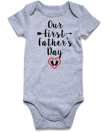 Our First Father's Day Outfits for Dad &Baby Matching Clothes Newborn Baby Bodysuit Letter Print T-Shirt