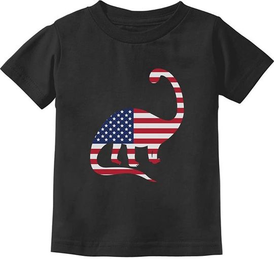 USA Dinosaur American Flag 4th of July Gift Toddler Infant Kids T-Shirt