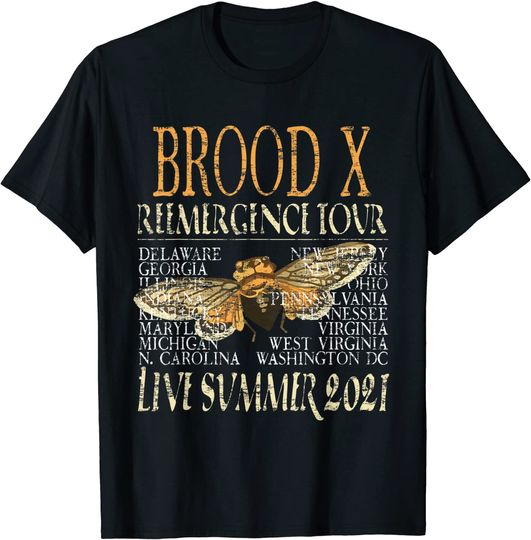 Cicada Men's T Shirt Brood X Reemergence Tour Live Summer 2021