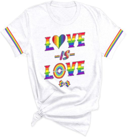 Love is Love LGBT Pride Shirt Rainbow Support Gay Lesbian Rights Quote T Shirt for Men Women