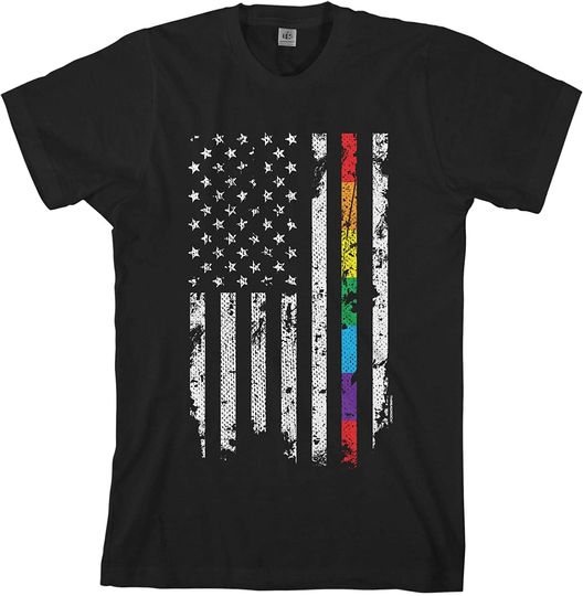 Men's Gay Pride Rainbow American Flag T-Shirt
