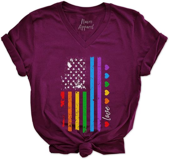 Rainbow American Flag Shirts Gay Pride Tees LGBT Equality Gifts Lesbian Outfits