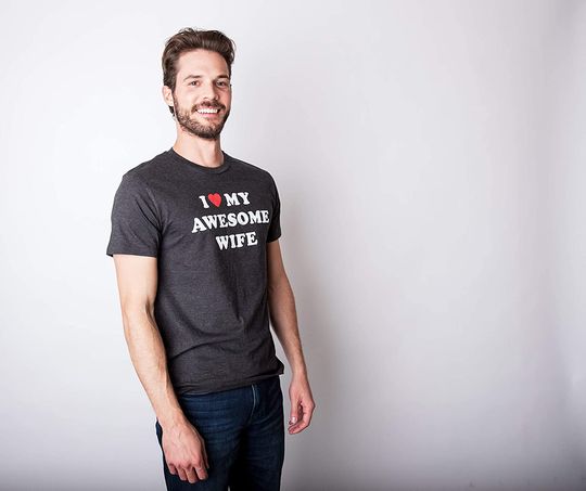 Mens I Love My Awesome Wife T Shirt Funny Marriage Sarcastic Gift for Husband