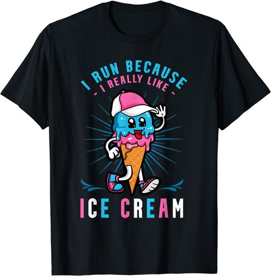 Ice Cream Runner Cone Frozen Sorbet Sweet Gelato Running T-Shirt