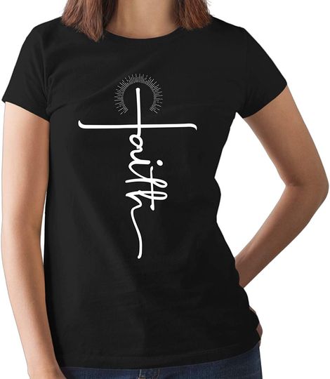Faith Shirts for Women Christian Tshirts Over Fear Cross Hope Love Church Tops