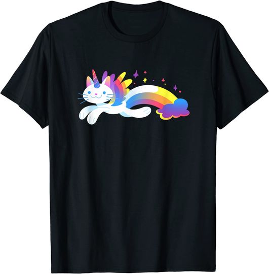 Unicorn Kitty Rainbow T-Shirt - Flying Unicat Caticorn