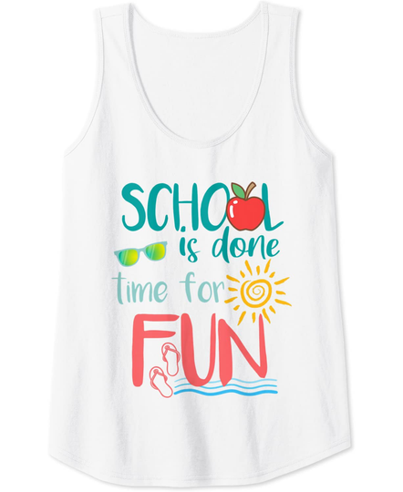 Womens Summer Vacation Begins for Teacher & Student, End of School Tank Top
