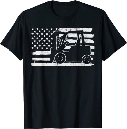 4th Of July Forklift Driver USA US Flag States Vintage T-Shirt