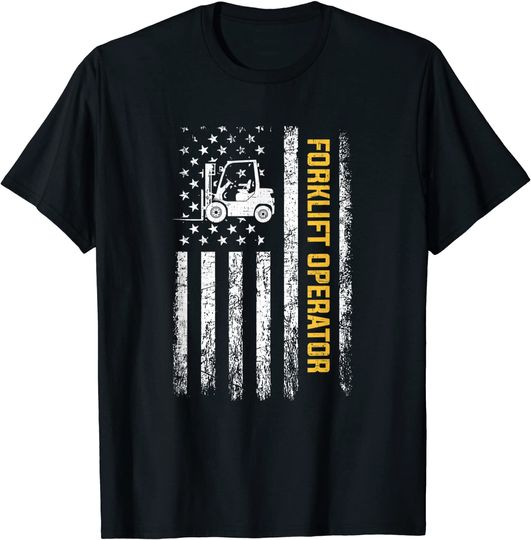 American flag forklift operator T-Shirt