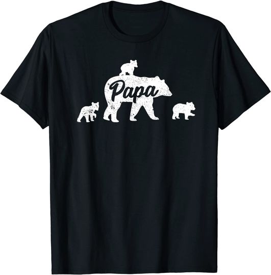 Vintage Papa Bear 3 Cubs Father's Day T-Shirt