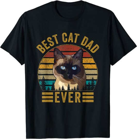 Retro Vintage Best Cat Dad Ever Fathers day Siamese Cat T-Shirt