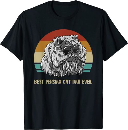 Mens Best Persian Cat Dad Ever Paws Vintage Feline Cat Lover Gift T-Shirt