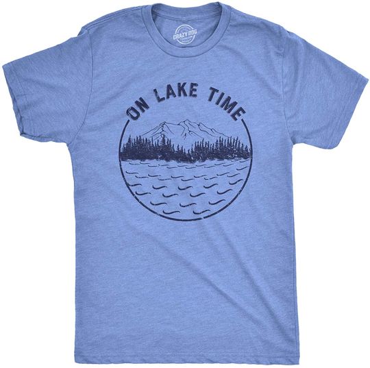 Mens On Lake Time Tshirt Cool Outdoor Camping Tee for Guys