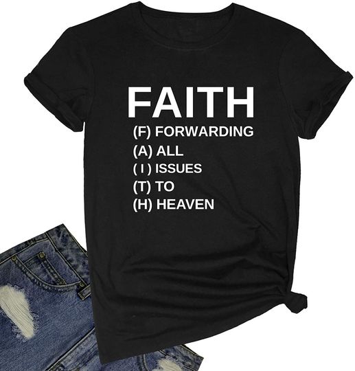 Women Faith Round Neck Graphic T Shirts Cute Funny Tops