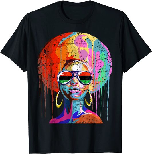 Black Queen Afro Melanin Art T-Shirt