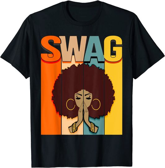 Swag Vintage Melanin Afro Woman Queen Black History Month T-Shirt