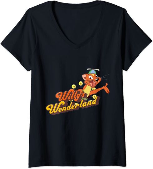 Womens Willy Wonderlands Baby Girl Gift T-shir T-Shirt V-Neck T-Shirt