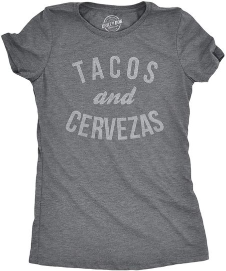 Womens Tacos and Cervezas Funny T Shirts Cool Vintage Graphic Tee Cute Saying
