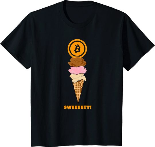 Kids Bitcoin Crypto Currency Ice Cream Topping Funny Youth T-Shirt