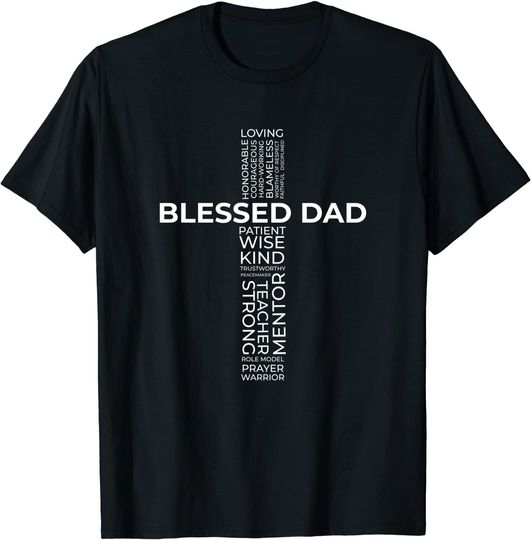 Mens Christian Blessed Dad Cross Father's Day Shirt