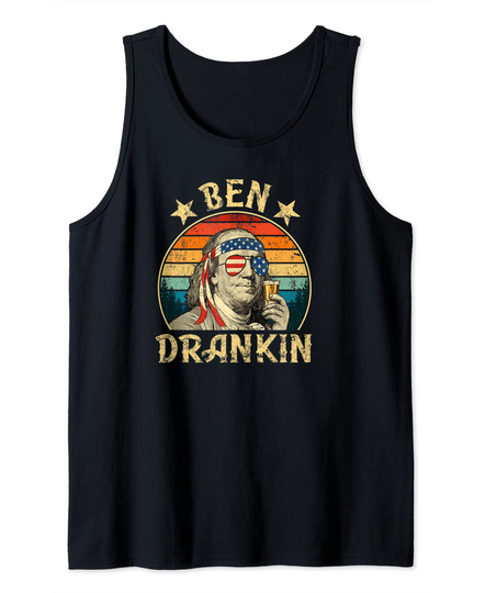 Ben Drankin Funny 4th of July Vintage Retro Tank Top