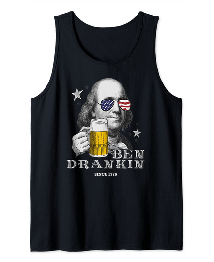 Ben Drankin Funny 4th of July Franklin Patriotic Beer Tank Top