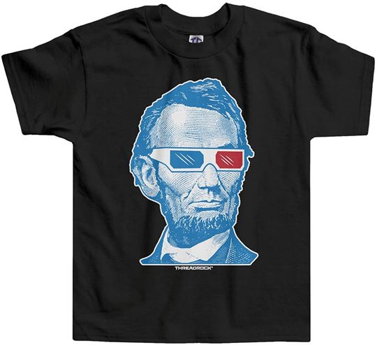 Threadrock Little Boys' Abraham Lincoln 3D Glasses Toddler T-Shirt