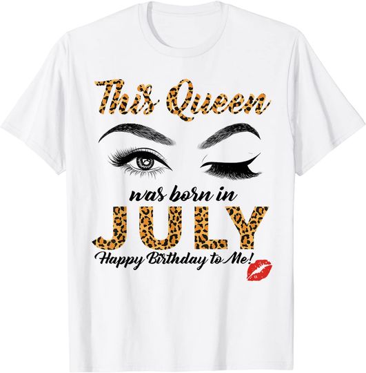Womens Leopard This Queen Was Born In JuLy T-Shirt