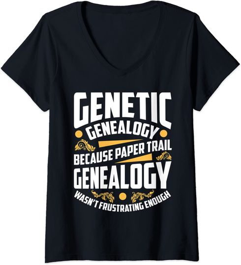 Womens Genealogy DNA Testing Genetic Family Tree Genealogist Gift V-Neck T-Shirt