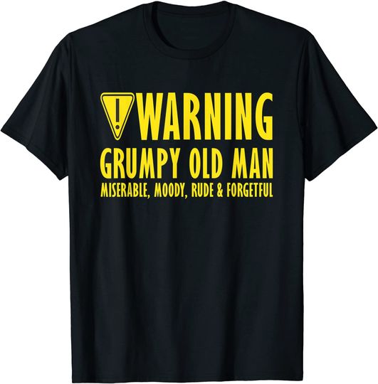 Men's T Shirt Warning Grumpy Old Man