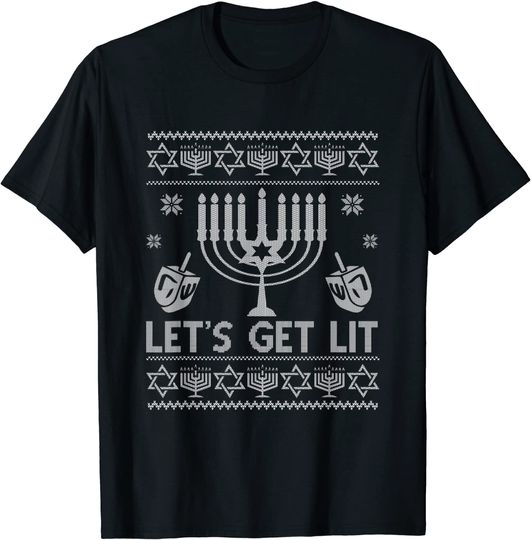 Let's Get Lit Jewish Menorah Funny Happy Hanukkah 2020 Gifts T-Shirt