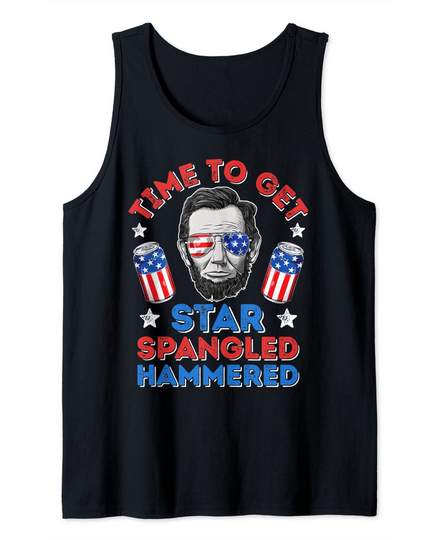 Time To Get Star Spangled Hammered 4th Of July Men Lincoln Tank Top