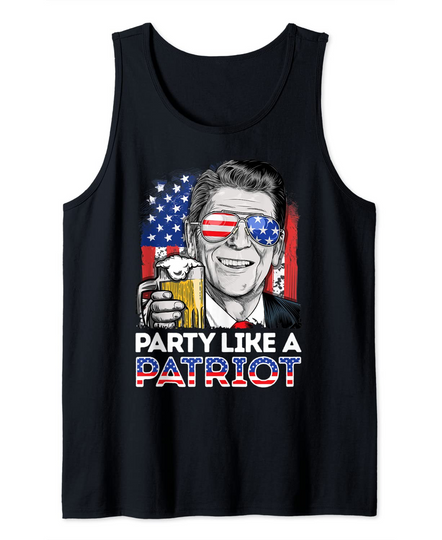 Reagan Ronald Party Like A Patriot 4th Of July Men Women USA Tank Top