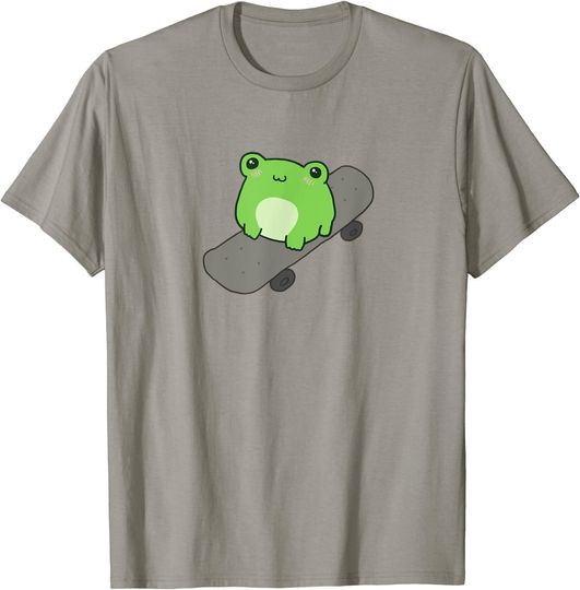 Cute Frog on Skateboard - Kawaii Aesthetic Frog T-Shirt
