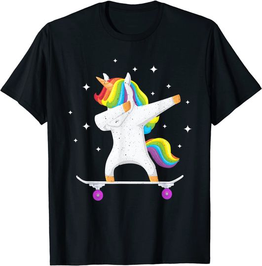 Skateboarding Colorful Unicorn on Skateboard Gift Skater T-Shirt