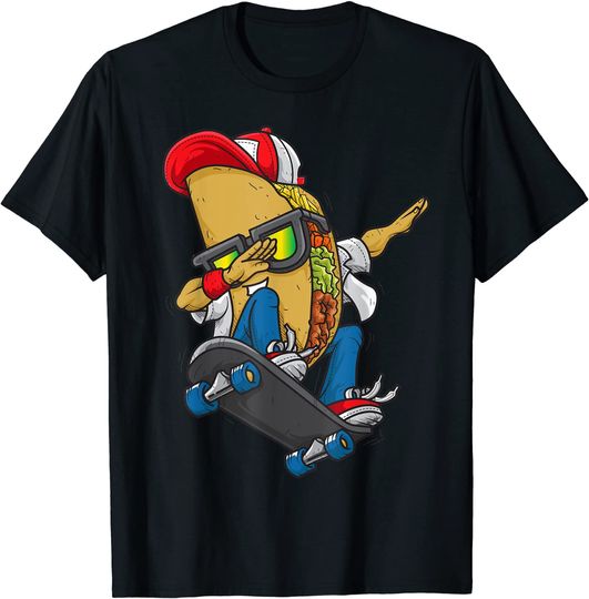Skateboard Skater Gift Shirts Men Boys Skateboarding Tacos T-Shirt