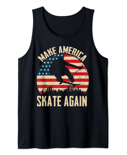 Make America Skate Again American Flag Ollie Skateboard Tank Top