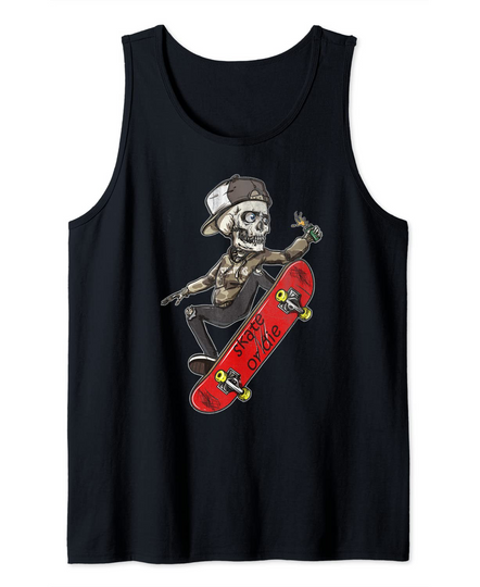 Skateboarder Skate or Die Skeleton Skater Skateboard Gift Tank Top