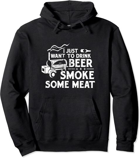 BBQ Smoking Pitmaster Drink Beer Smoke Meat Pullover Hoodie
