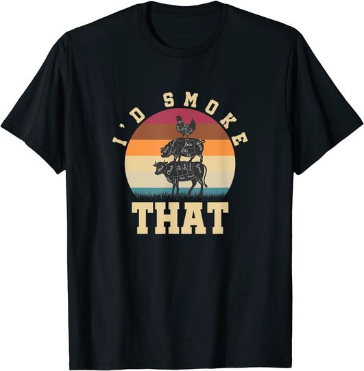 Id Smoke That Funny Smoked Pork Meat Lover BBQ Gift Barbecue T-Shirt