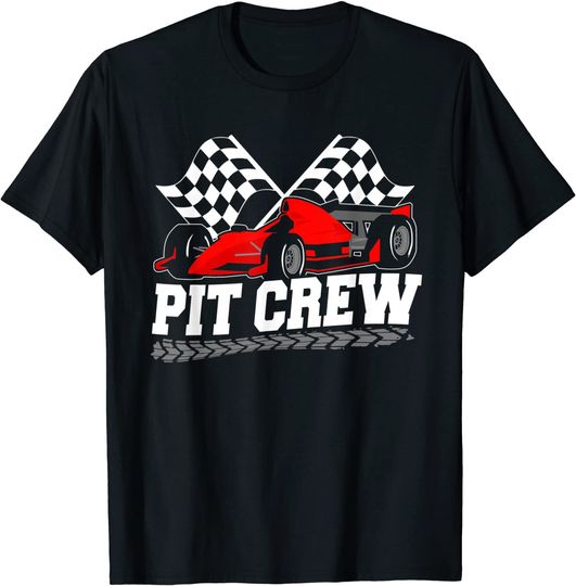 Pit Crew Car Racing Checkered Flag Racing Party T-Shirt