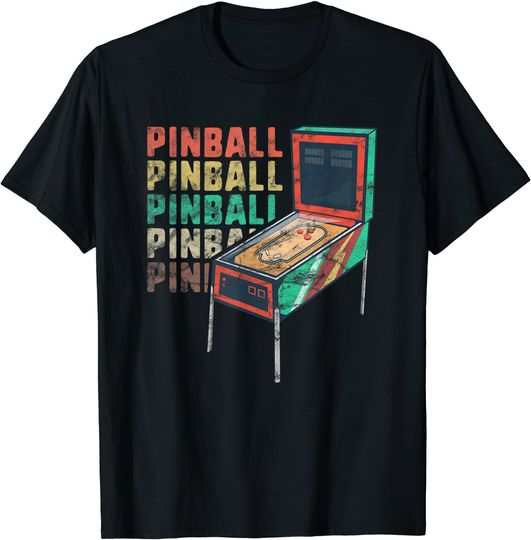 Retro Pinball Machine T-Shirt Women Men Gamer Geek Vintage T-Shirt