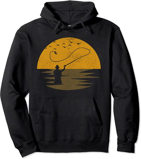 Fly Fishing Vintage Retro Trout Salmon Fisherman Gift Pullover Hoodie