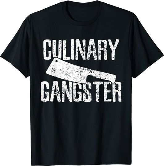 Black Chef Cook Cooking Culinary Gangster Vintage Black T-Shirt Small