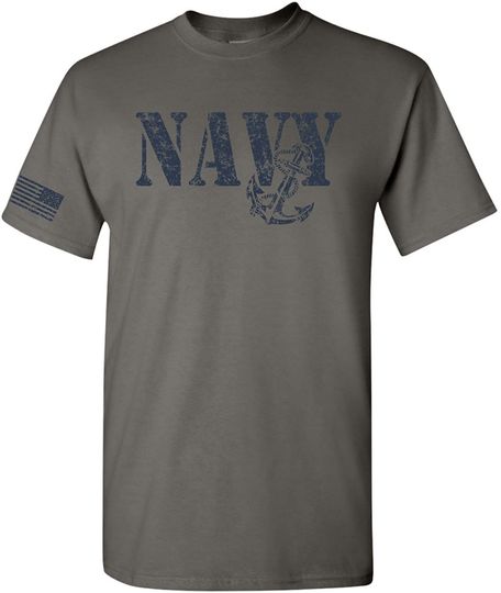 United States Navy Flag on Sleeve Men's T-Shirt
