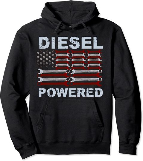 American flag wrench diesel powered Hoodie sweatshirt